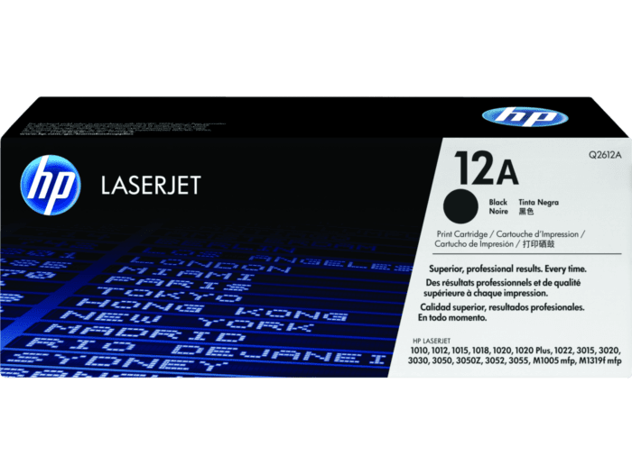 HP 12A - Negro - original - LaserJet - cartucho de tóner (Q2612A) - para LaserJet 1010, 1012, 1015, 1018, 1020, 1022, 3015, 3020, 3030, 3050, 3052, 3055, M1005