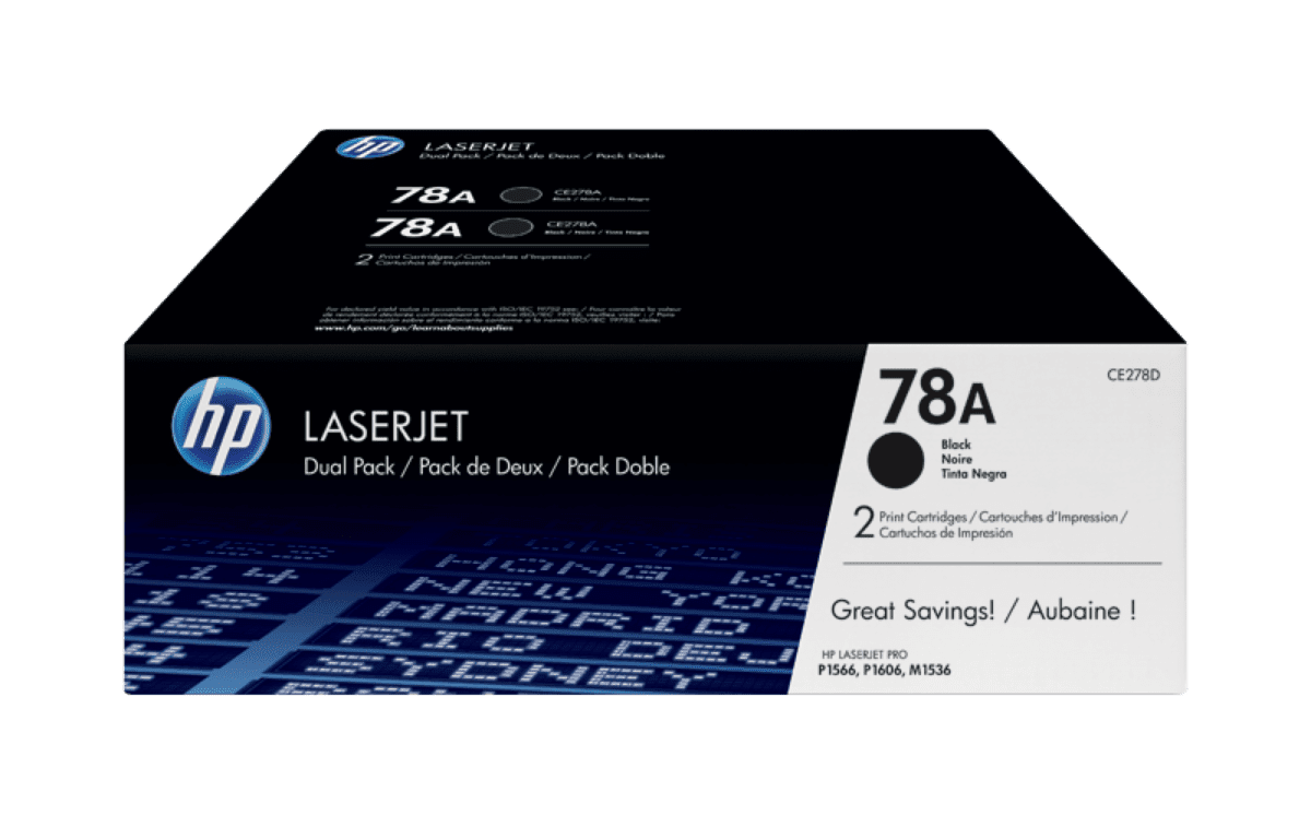 HP 78A - Paquete de 2 - negro - original - LaserJet - cartucho de tóner (CE278AD) - para LaserJet Pro M1536dnf, P1566, P1606DN