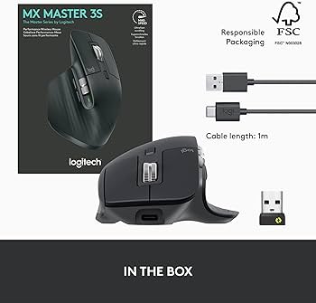 Logitech Master Series MX Master 3S - Ratón - ergonómico - óptico - 7 botones - inalámbrico - Bluetooth, 2.4 GHz - receptor de USB Logitech Logi Bolt - grafito
