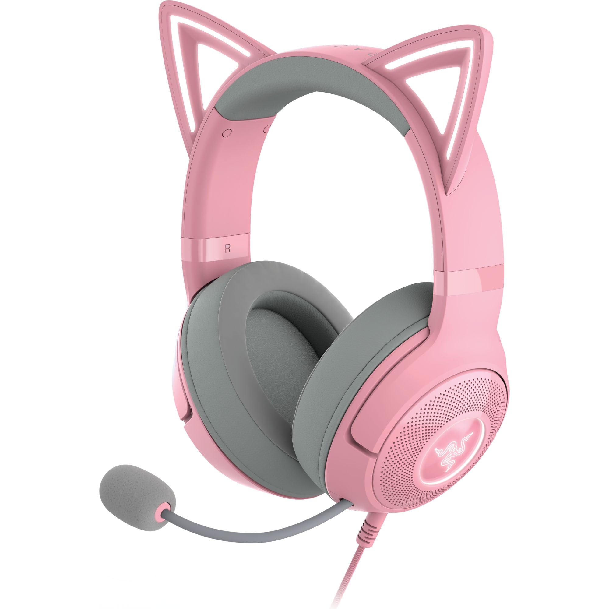 Razer Kraken Kitty V2 - Auricular - tamaño completo - cableado - USB - aislamiento de ruido - cuarzo