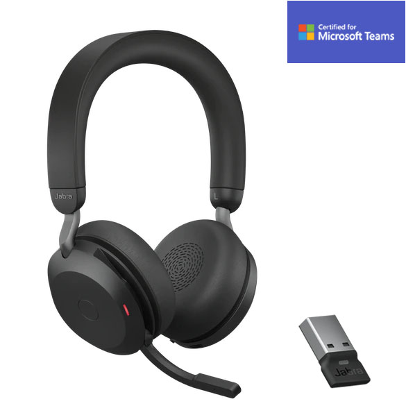Jabra Evolve2 75 - Auricular - en oreja - Bluetooth - inalámbrico - cancelación de sonido activo - USB-A - aislamiento de ruido - negro - Certificado para Equipos de Microsoft