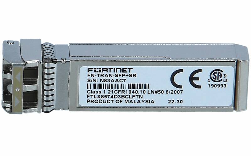 Fortinet - Módulo de transceptor SFP+ - 10GbE - 10GBase-SR - LC de modos múltiples - hasta 300 m - 850 nm - para FortiGate 900G, 901G