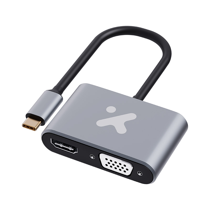 Xtech - Video adapter - USB Type C - HDMI female   VGA female - Aluminum - 2 in 1 XTC-542