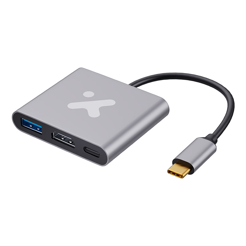 Xtech - Video adapter - USB Type C - HDMI (f) Type C(f) USB 3.0(f) - Aluminum - 3 in one XTC-566