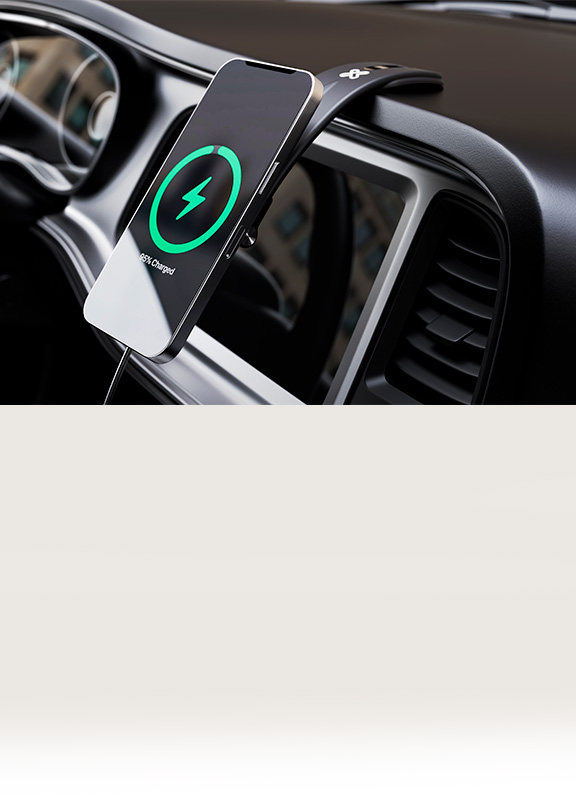 Klip Xtreme - Car wireless charging holder - 15 Watt - 24 pin USB-C - Cellular phone / Wireless earbuds / Apple AirPods / Apple Watch - Wireless - Para Smartphones - Foldable Velcro