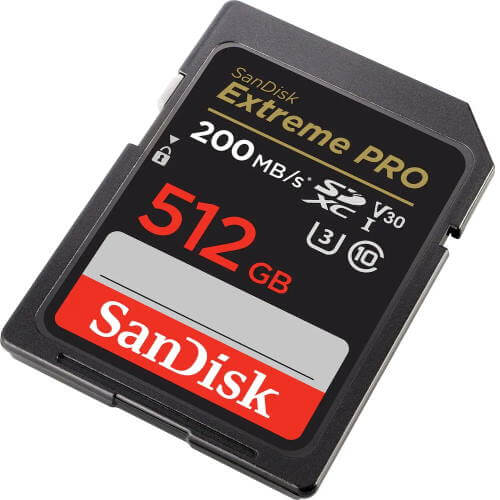 SanDisk Extreme Pro - Tarjeta de memoria flash - 512 GB - Video Class V30 / UHS-I U3 / Class10 - SDXC UHS-I