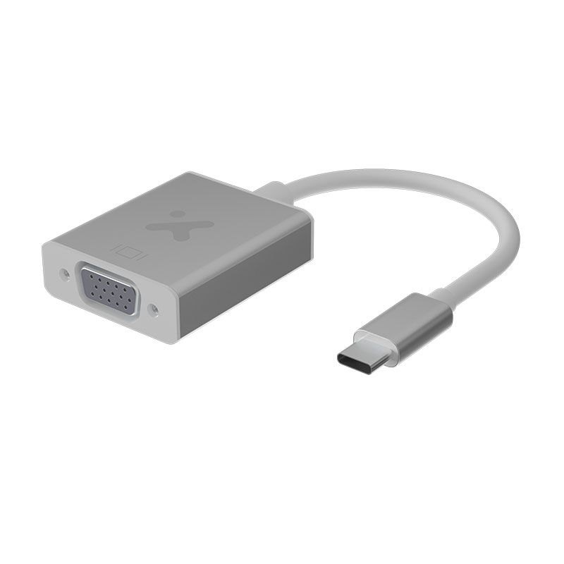 Xtech - Display adapter - USB Type C - VGA - Aluminum silver - XTC-552