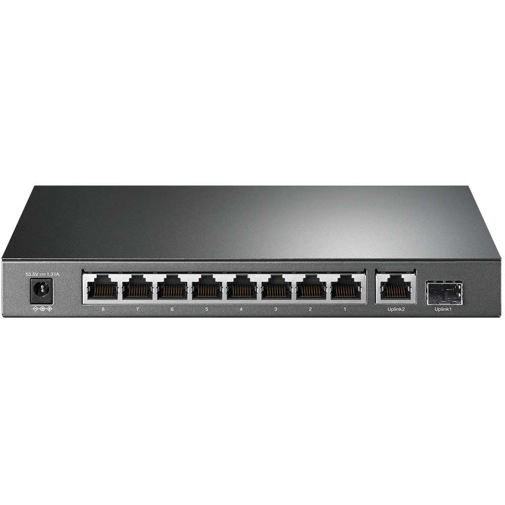 TP-Link TL-SG1210P - Conmutador - sin gestionar - 8 x 10/100/1000 (PoE+) + 1 x 10/100/1000 (enlace ascendente) + 1 x Gigabit SFP (enlace ascendente) - sobremesa - PoE+ (63 W)