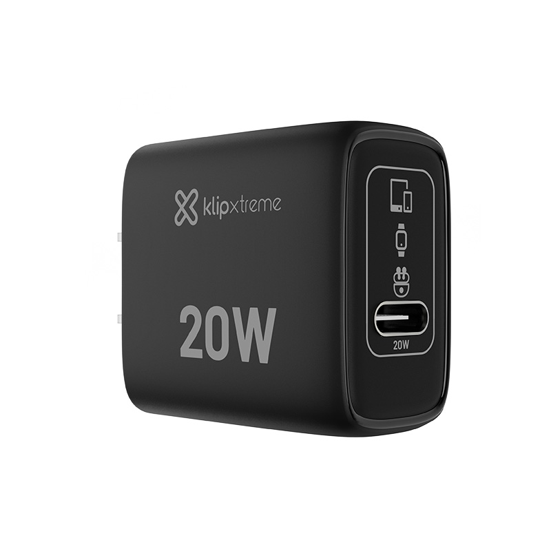 Klip Xtreme - Power converter / charger - 65 Watt - 2 x 24 pin USB-C - Laptop / Macbooks / Notebook / Cellular phone / Tablet - Wall - Para Smartphones, tablets, small devices - Slim