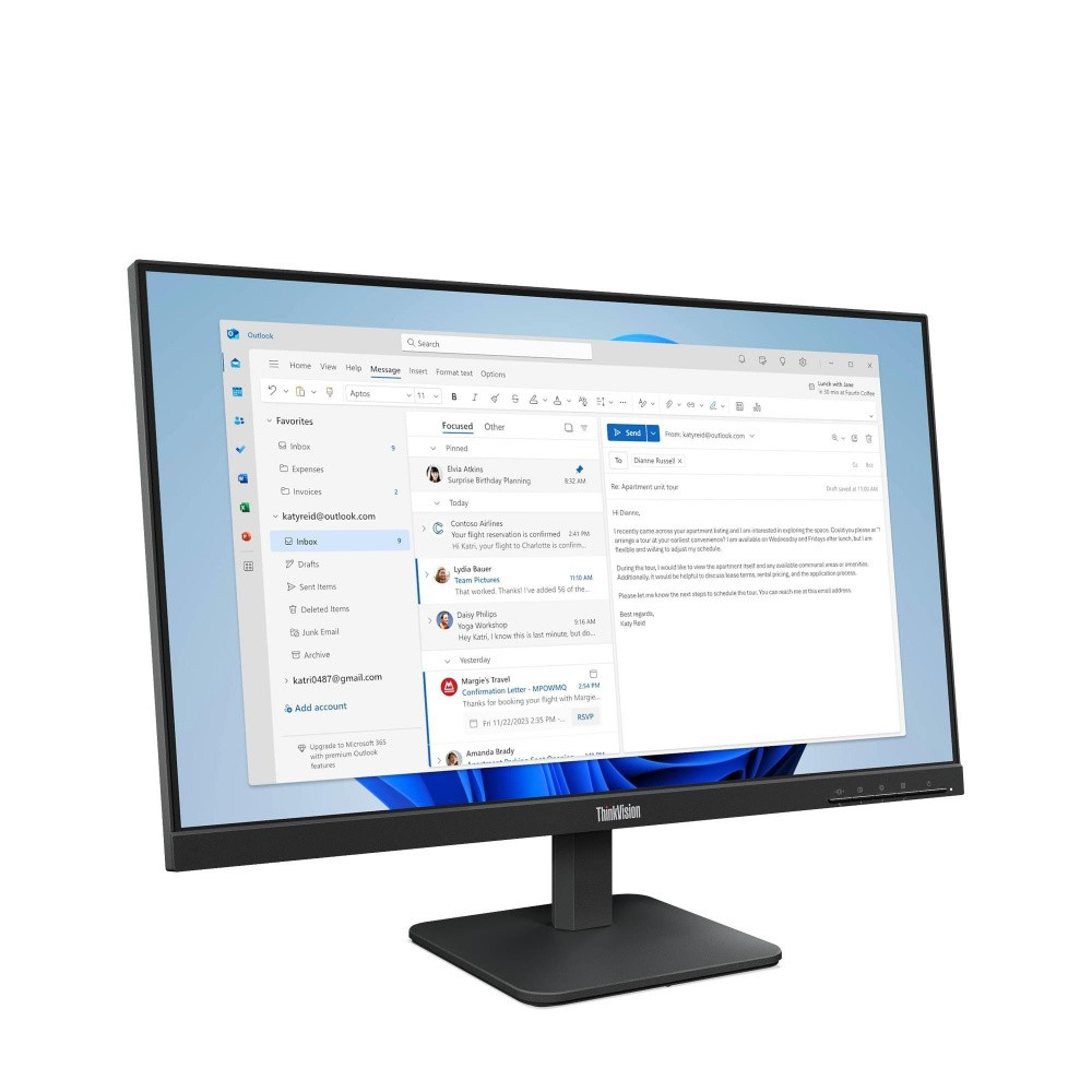Lenovo ThinkVision S24-4e - WLED - 23.8" - FHD (1920x1080) - IPS - VGA / HDMI - Raven Black -3-year warranty