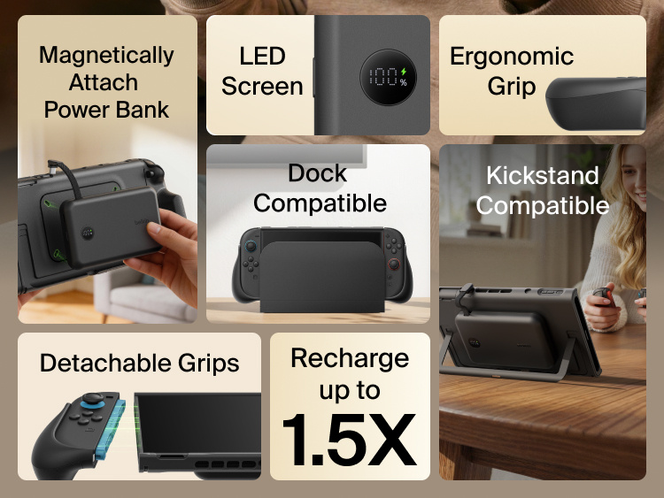 Belkin - Switch 2 Charging Grip Black 10k powerbank - Lithium - Para Universal