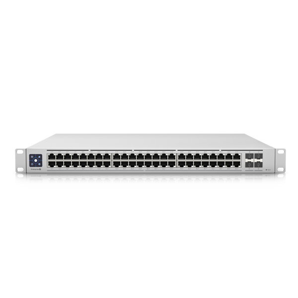 Ubiquiti UniFi Switch USW-Enterprise-48-PoE - Conmutador - L3 - Gestionado - 48 x 100/1000/2.5G (PoE+) + 4 x 1 Gigabit / 10 Gigabit SFP+ (enlace ascendente) - montaje en rack - PoE+ (720 W)