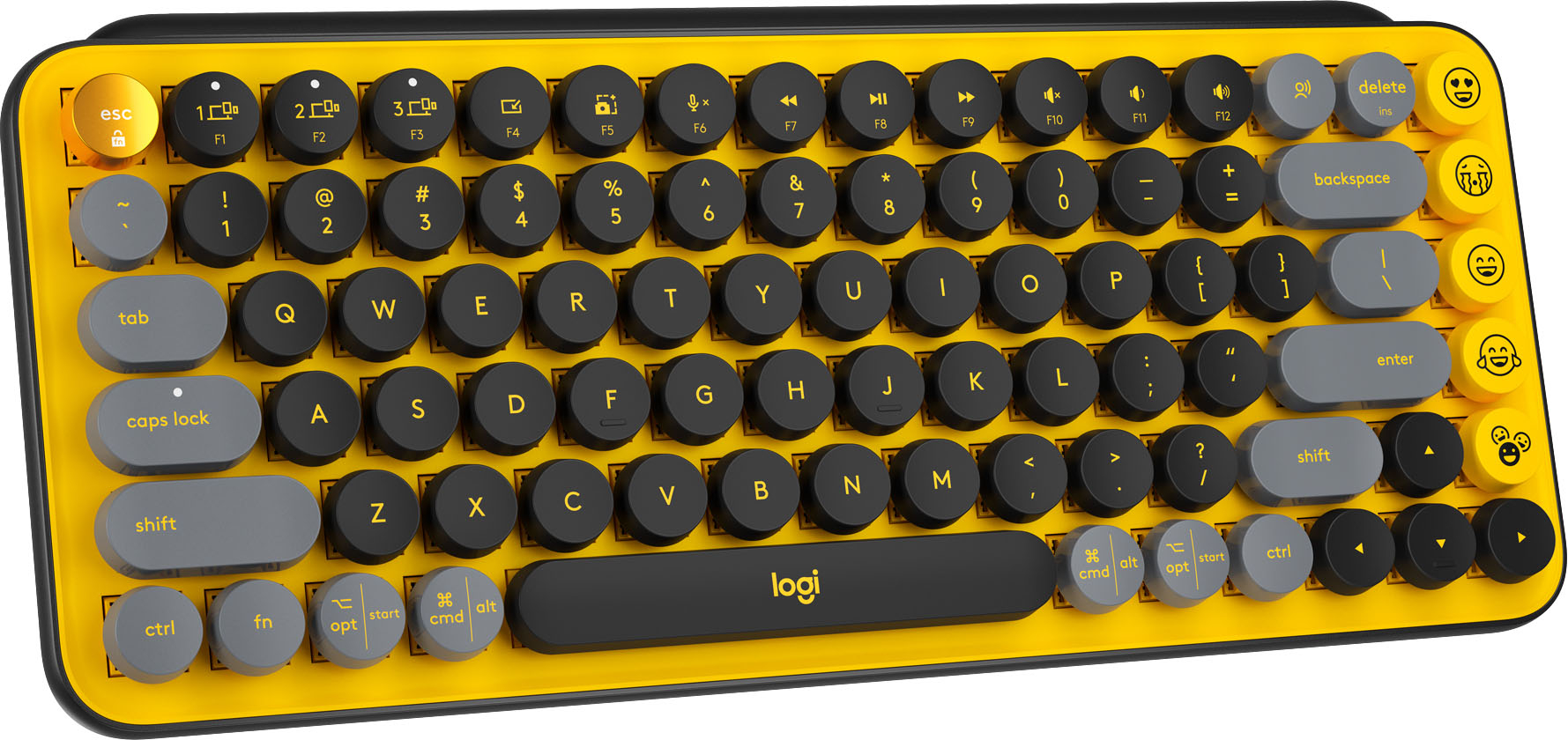 Logitech POP Keys - Teclado - inalámbrico - Bluetooth LE, Bluetooth 5.1 - QWERTY - EE. UU. - interruptor: Brown Tactile - amarillo